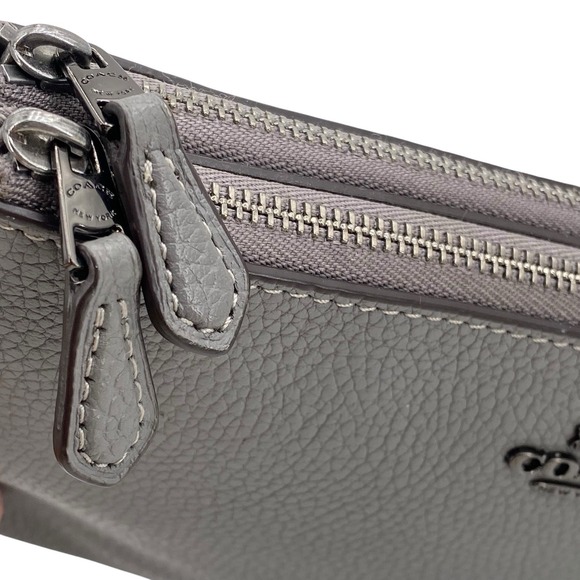 Coach Double Zip Wallet/Wristlet Gray Leather 54052 - Picture 6 of 16
